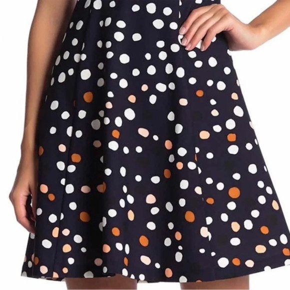 VINCE CAMUTO Polka Dot Vintage 50s Look Preppy Aline Skirt Minidress - Picture 3 of 13